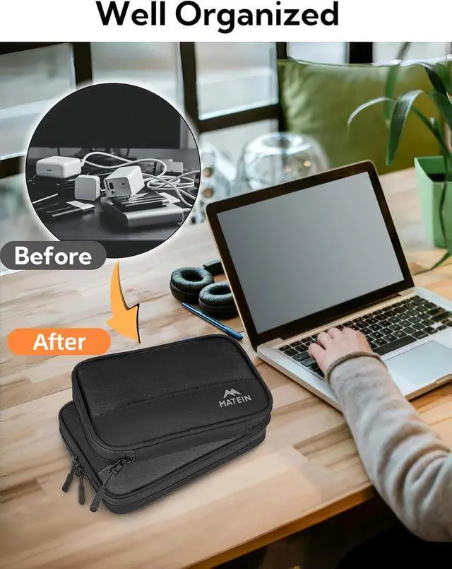 Alt view image 3 of 7 - MATEIN Charger Organizer Travel Case 2 Pack, Cable Bag Organizer for Men
