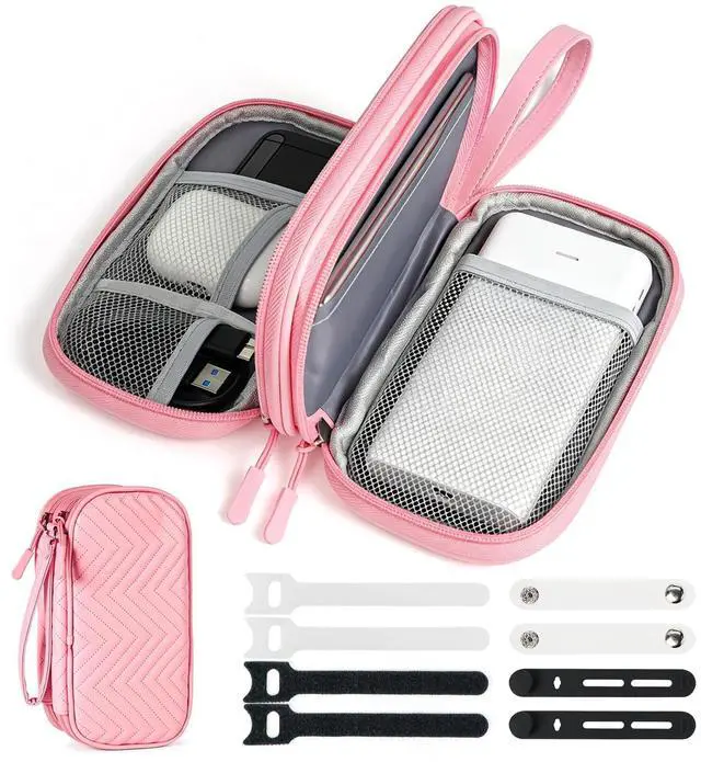 Main image of Woyinger Double Layer Electronics Organizer Bag, Sakura Pink