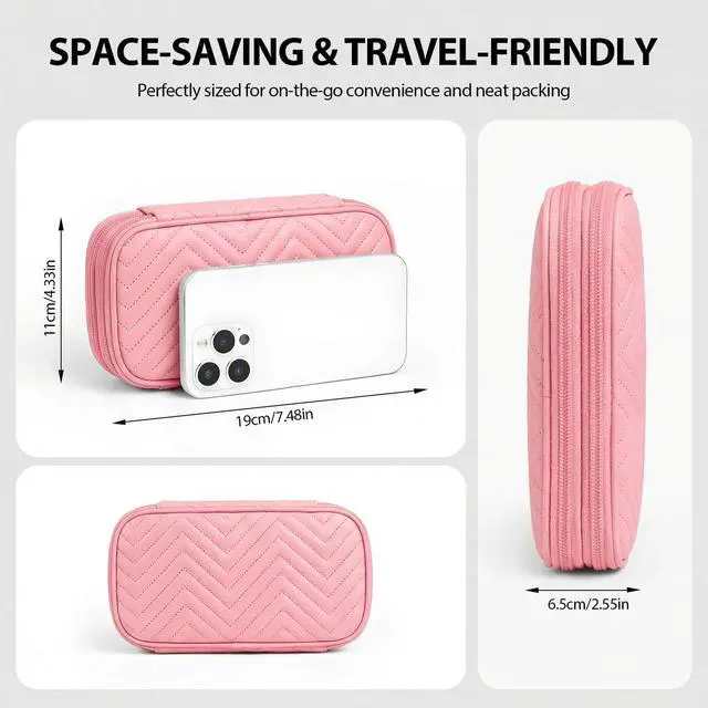 Alt view image 2 of 6 - Woyinger Double Layer Electronics Organizer Bag, Sakura Pink