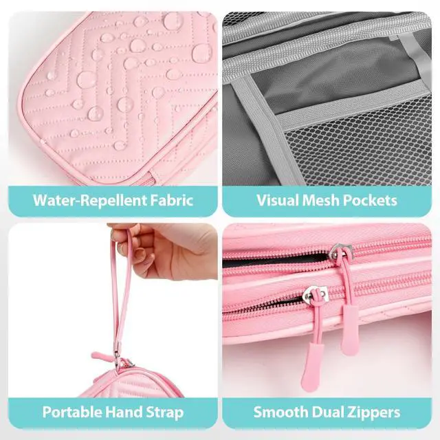 Alt view image 4 of 6 - Woyinger Double Layer Electronics Organizer Bag, Sakura Pink