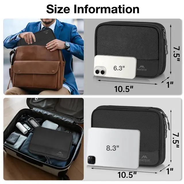 Alt view image 6 of 7 - MATEIN Charger Organizer Travel Case 2 Pack, Cable Bag Organizer for Men