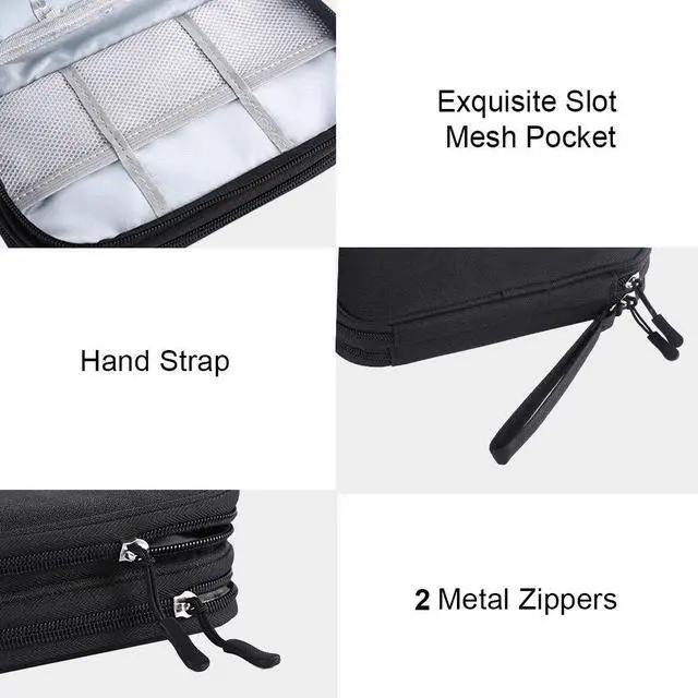 Alt view image 4 of 6 - DDgro Electronics Travel Organizer, Tech Accessories Pouch Bag for Cables/Charger & Cords (Small, Black)