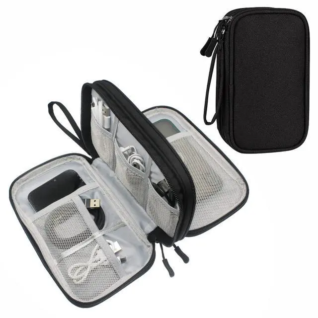 Main image of DDgro Electronics Travel Organizer, Tech Accessories Pouch Bag for Cables/Charger & Cords (Small, Black)