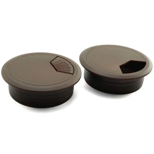 Alt view image 3 of 4 - HJ Garden 2pcs 2inch Desk Wire Cord Cable Grommets Hole Cover for Office PC Desk Cable Cord Organizer Plastic Cover(Dark Brown)