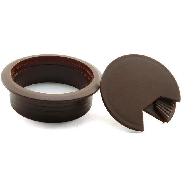 Alt view image 4 of 4 - HJ Garden 2pcs 2inch Desk Wire Cord Cable Grommets Hole Cover for Office PC Desk Cable Cord Organizer Plastic Cover(Dark Brown)