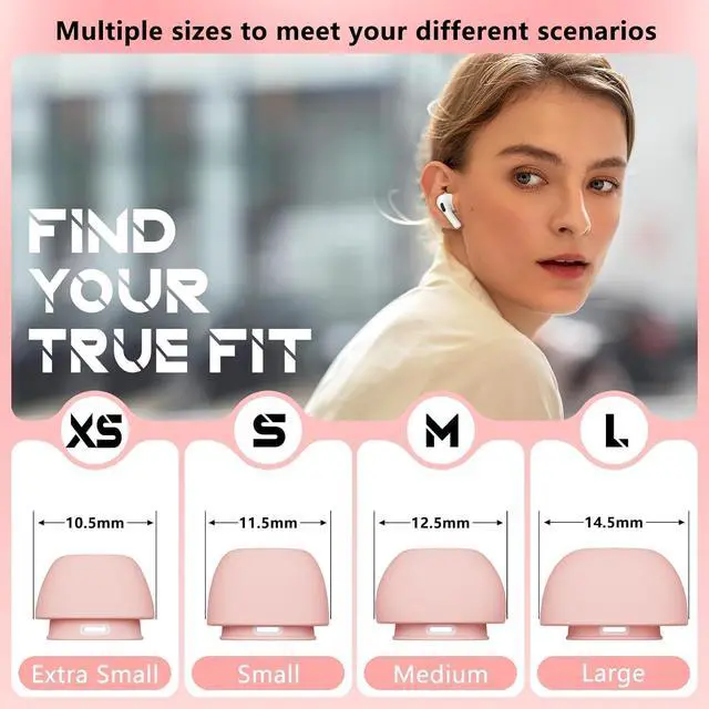 Alt view image 2 of 7 - Inesore 4 Pairs Replacement Ear Tips for AirPods Pro 2nd/1st (Pink)