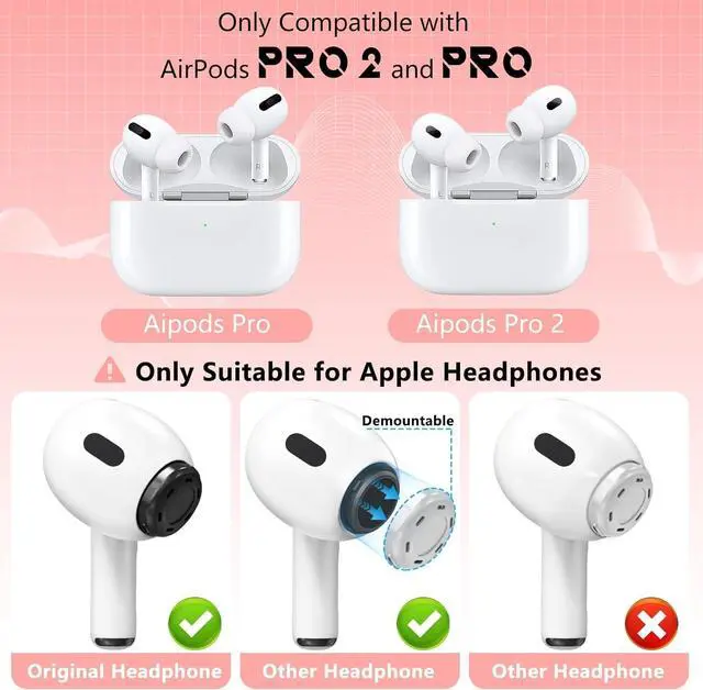 Alt view image 3 of 7 - Inesore 4 Pairs Replacement Ear Tips for AirPods Pro 2nd/1st (Pink)