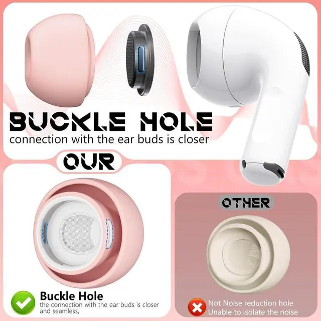 Alt view image 6 of 7 - Inesore 4 Pairs Replacement Ear Tips for AirPods Pro 2nd/1st (Pink)