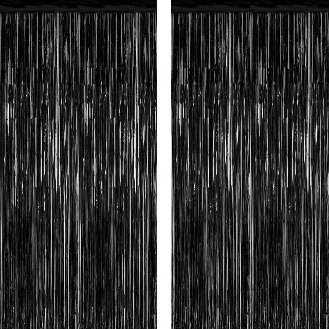 Main image of ZATAYE 2 Pack Black Foil Curtain Backdrop Birthday Party Decorations