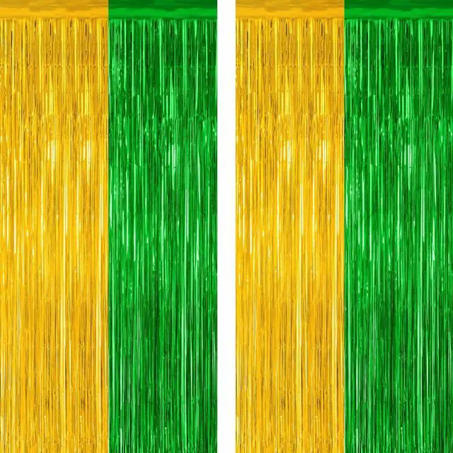 Main image of ZATAYE 2 Pack Green Gold Christmas St Patricks Foil Curtain Decorations
