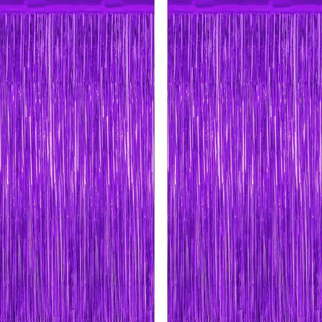 Main image of ZATAYE 2 Pack Purple Foil Curtain Streamer Decorations