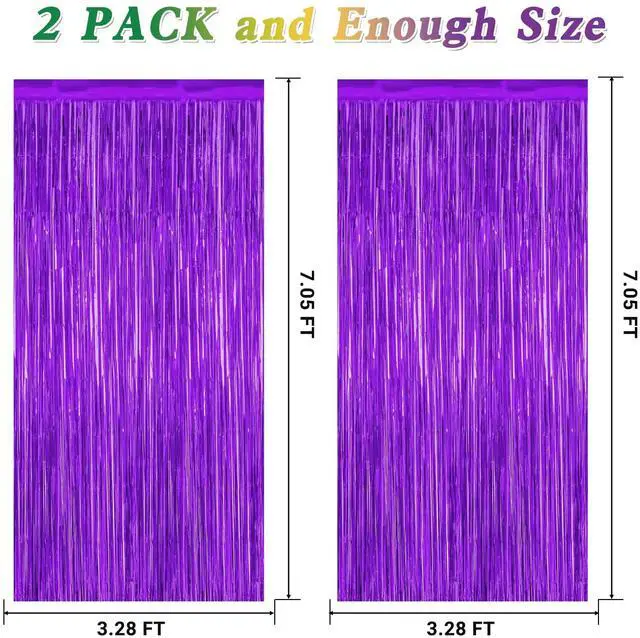 Alt view image 2 of 7 - ZATAYE 2 Pack Purple Foil Curtain Streamer Decorations