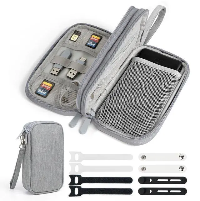 Main image of Woyinger Double Layer Electronics Organizer Tech Pouch for Chargers, Gray