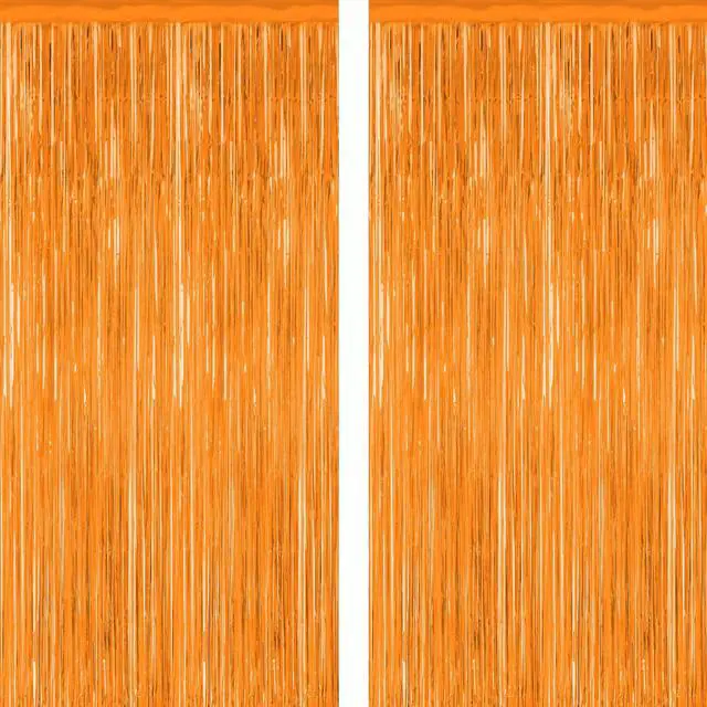 Main image of ZATAYE 2 Pack Orange Halloween Foil Curtain Streamer Decorations