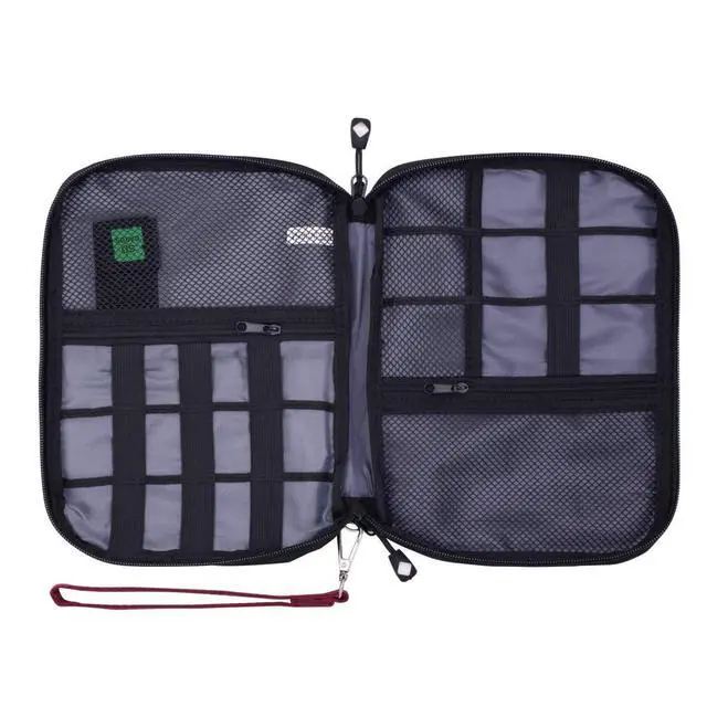 Alt view image 3 of 7 - Sunsir Travel Cable Organizer Bag Waterproof Portable Electronic Accessories Organizer for USB Cable Cord Phone Charger Headset Wire SD Card with 5pcs Cable Ties(Red)