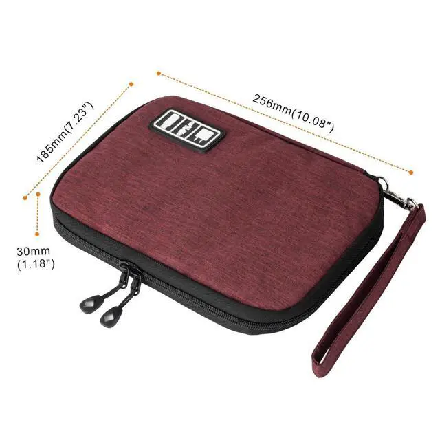 Alt view image 5 of 7 - Sunsir Travel Cable Organizer Bag Waterproof Portable Electronic Accessories Organizer for USB Cable Cord Phone Charger Headset Wire SD Card with 5pcs Cable Ties(Red)
