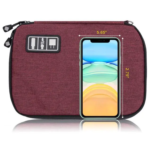 Alt view image 6 of 7 - Sunsir Travel Cable Organizer Bag Waterproof Portable Electronic Accessories Organizer for USB Cable Cord Phone Charger Headset Wire SD Card with 5pcs Cable Ties(Red)