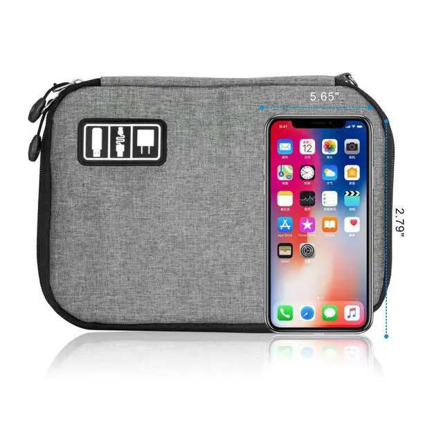 Alt view image 5 of 7 - Sunsir Travel Cable Organizer Bag Waterproof Portable Electronic Accessories Organizer for USB Cable Cord Phone Charger Headset Wire SD Card with 5pcs Cable Ties(Grey)