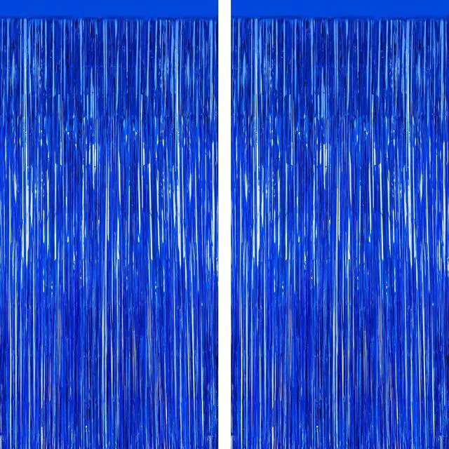 Main image of ZATAYE 2 Pack Dark Blue Foil Curtain Backdrop Birthday Party Decorations