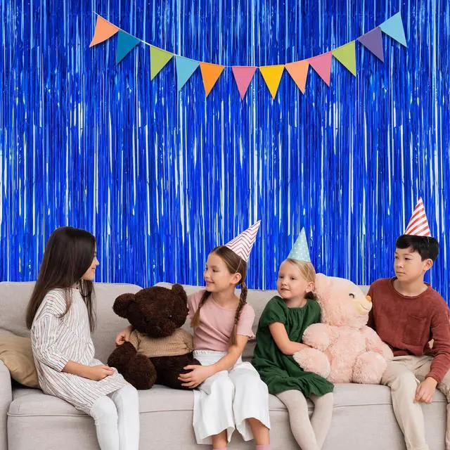 Alt view image 6 of 7 - ZATAYE 2 Pack Dark Blue Foil Curtain Backdrop Birthday Party Decorations