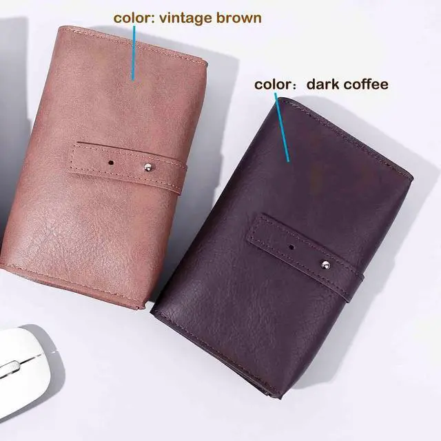 Alt view image 5 of 5 - DUWUZEST Vintage leather Electronic organizer travel case,cord keeper travel pounch, charger shortage for essentials mouse, adapter, cables,Cable Straps,Earbud case,wrap (Dark Brown)