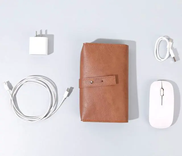 Alt view image 2 of 7 - DUWUZEST Vintage Pu leather Electronic organizer travel case,cord organizer travel, Leather charger shortage for essentials mouse, adapter, cables (vintage brown)