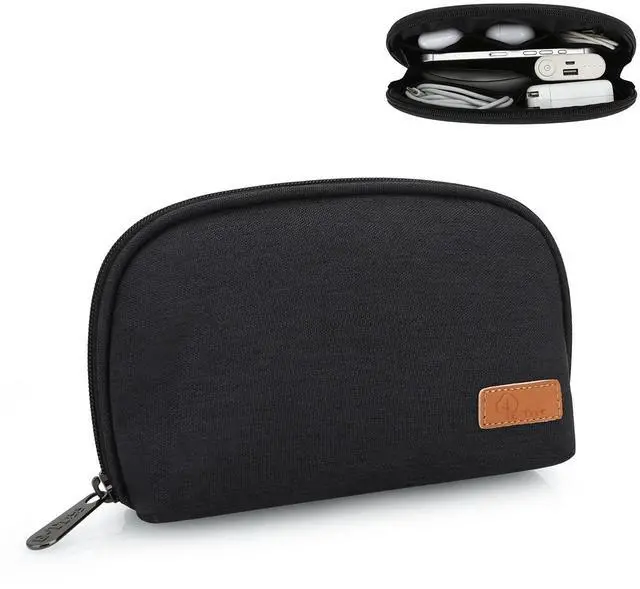 Main image of E-Tree Small Tech Pouch Organizer Bag (7.8" x 5") Travel Electronics Accessories Case for MacBook Charger, USB-C Adapter, Cables, Power Bank, Mouse, SSD, Dongle & Hub | Foam Padded
