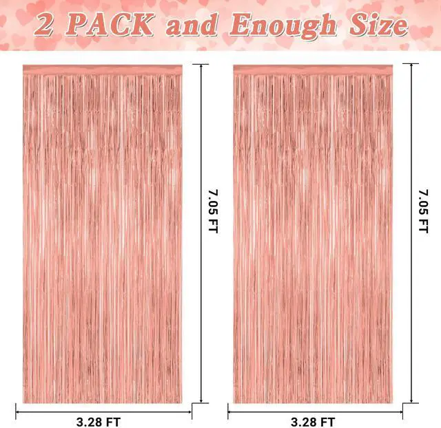 Alt view image 2 of 7 - ZATAYE 2 Pack Rose Gold New Years Eve Foil Curtain Streamer Decorations