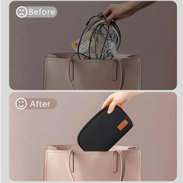Alt view image 6 of 7 - E-Tree Small Tech Pouch Organizer Bag (7.8" x 5") Travel Electronics Accessories Case for MacBook Charger, USB-C Adapter, Cables, Power Bank, Mouse, SSD, Dongle & Hub | Foam Padded