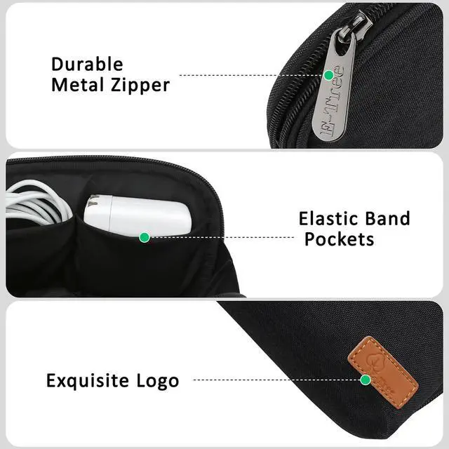 Alt view image 7 of 7 - E-Tree Small Tech Pouch Organizer Bag (7.8" x 5") Travel Electronics Accessories Case for MacBook Charger, USB-C Adapter, Cables, Power Bank, Mouse, SSD, Dongle & Hub | Foam Padded