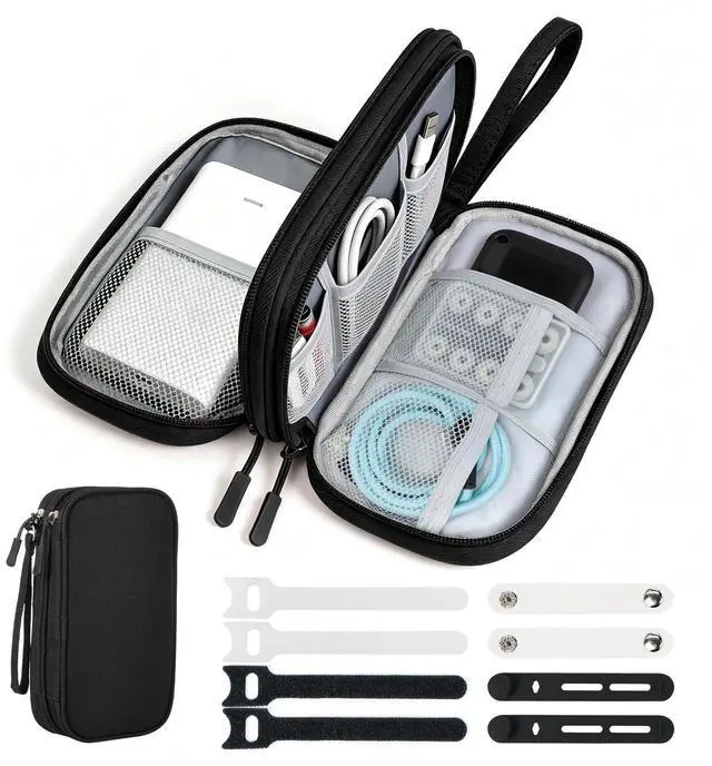 Main image of Woyinger Double Layer Electronics Organizer, Travel Tech Pouch, Black