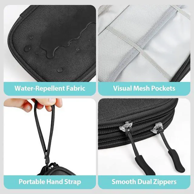 Alt view image 4 of 6 - Woyinger Double Layer Electronics Organizer, Travel Tech Pouch, Black