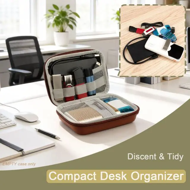 Alt view image 3 of 7 - Ishqyn Travel Organizer EDC Pouch - PU Hard Shell Case for Electronics, 5.5x3.9 Inch, for Daily Commute, Business Trip, Weekend Getaway - Lightweight Unisex (Case Only)