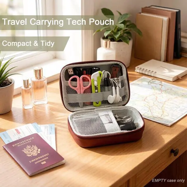 Alt view image 7 of 7 - Ishqyn Travel Organizer EDC Pouch - PU Hard Shell Case for Electronics, 5.5x3.9 Inch, for Daily Commute, Business Trip, Weekend Getaway - Lightweight Unisex (Case Only)