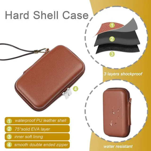 Alt view image 5 of 7 - Ishqyn Portable Hard Shell Travel Organizer Case, Waterproof Shockproof Electronics Carrying Case for Tech Gadgets, 7.1x3.9 inch Brown, Purse-Friendly for Everyday Carry & On-the-Go (Case Only)