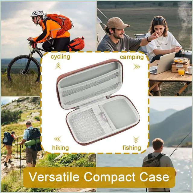 Alt view image 4 of 7 - Ishqyn Portable Hard Shell Travel Organizer Case, Waterproof Shockproof Electronics Carrying Case for Tech Gadgets, 7.1x3.9 inch Brown, Purse-Friendly for Everyday Carry & On-the-Go (Case Only)