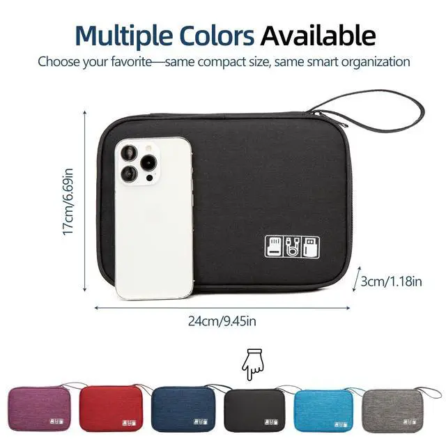 Alt view image 4 of 7 - ZBEZBE Electronic Organizer Travel Case, Slim Cable Accessories Pouch, Single Layer Tech Pouch & Cord Storage Bag for Chargers, Power Bank, SD Cards - Minimalist Travel Essentials