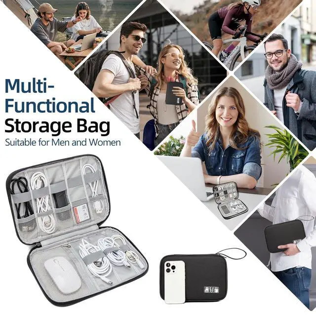 Alt view image 7 of 7 - ZBEZBE Electronic Organizer Travel Case, Slim Cable Accessories Pouch, Single Layer Tech Pouch & Cord Storage Bag for Chargers, Power Bank, SD Cards - Minimalist Travel Essentials