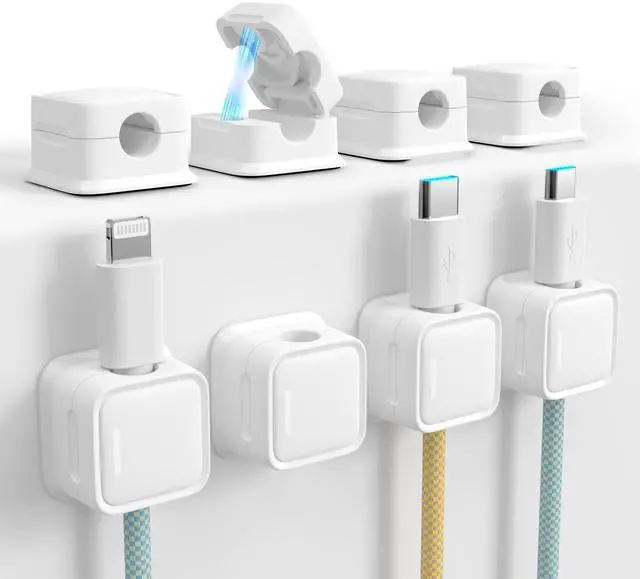 Main image of Cord Organizer Holder, 8 Pack Magnetic Desk Cable Clips Management, Hide Phone Charging Cable Keeper, Strong Adhesive Wire Charger Holder for Nightstand, Kitchen Appliances, Office Supplies