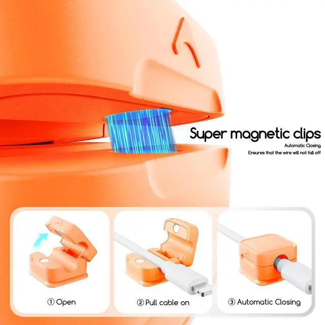 Alt view image 3 of 7 - smofish Magnetic Cord Organizer Holder, 6 Pack Desk Cable Clips Management, Hide Phone Charging Cable Keeper, Strong Adhesive Wire Charger Holder for Nightstand, Kitchen Appliances, Office Supplies