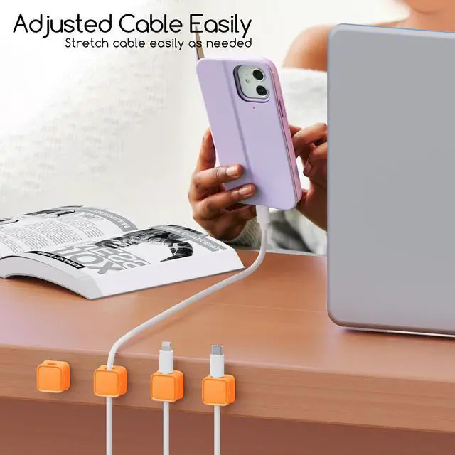 Alt view image 4 of 7 - smofish Magnetic Cord Organizer Holder, 6 Pack Desk Cable Clips Management, Hide Phone Charging Cable Keeper, Strong Adhesive Wire Charger Holder for Nightstand, Kitchen Appliances, Office Supplies