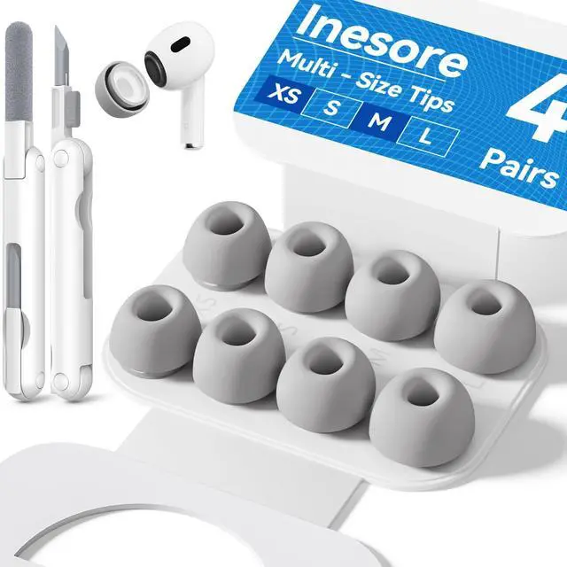 Main image of Inesore 4 Pairs Replacement Ear Tips for AirPods Pro 2nd/1st (Grey)