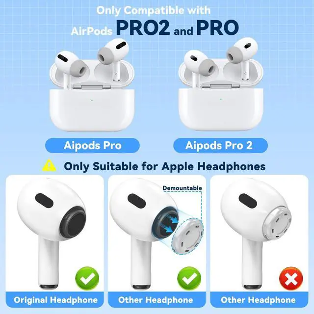 Alt view image 2 of 7 - Inesore 4 Pairs Replacement Ear Tips for AirPods Pro 2nd/1st (Grey)