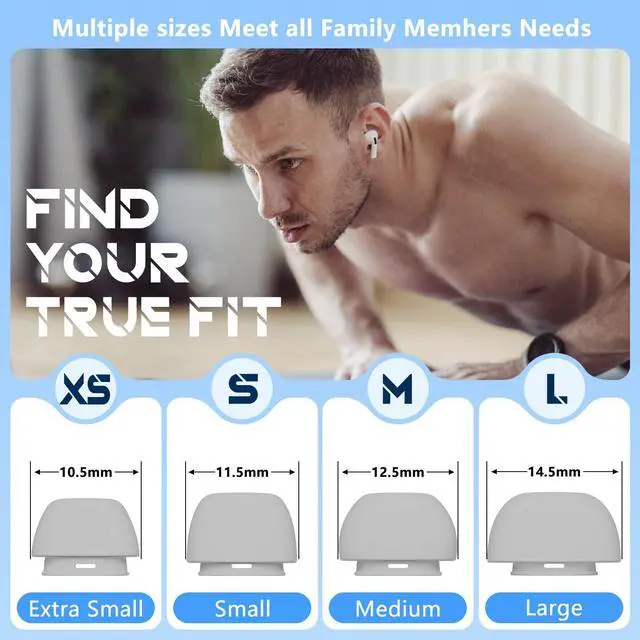 Alt view image 3 of 7 - Inesore 4 Pairs Replacement Ear Tips for AirPods Pro 2nd/1st (Grey)