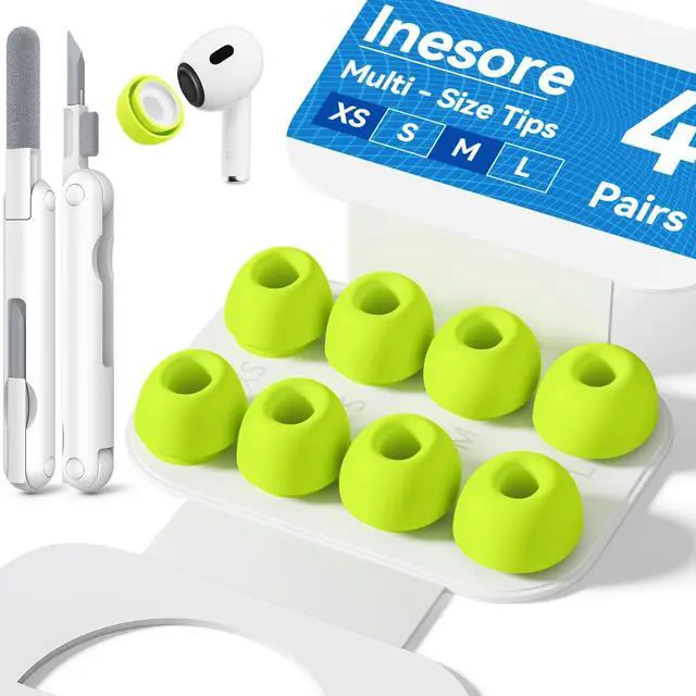 Main image of Inesore 4 Pairs Replacement Ear Tips for AirPods Pro 2nd/1st (Fluorescent Green)