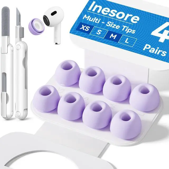 Main image of Inesore 4 Pairs Replacement Ear Tips for AirPods Pro 2nd/1st (Purple)