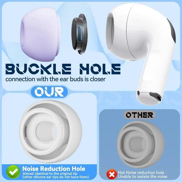 Alt view image 6 of 7 - Inesore 4 Pairs Replacement Ear Tips for AirPods Pro 2nd/1st (Purple)