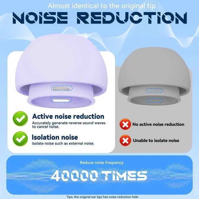 Alt view image 4 of 7 - Inesore 4 Pairs Replacement Ear Tips for AirPods Pro 2nd/1st (Purple)