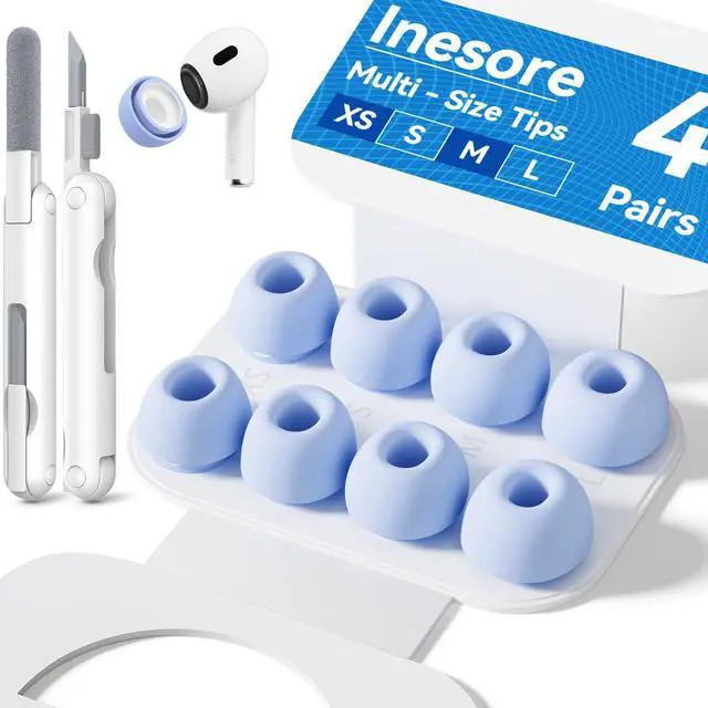 Main image of Inesore 4 Pairs Replacement Ear Tips for AirPods Pro 2nd/1st (Light Blue)