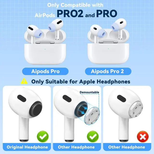 Alt view image 2 of 7 - Inesore 4 Pairs Replacement Ear Tips for AirPods Pro 2nd/1st (Light Blue)